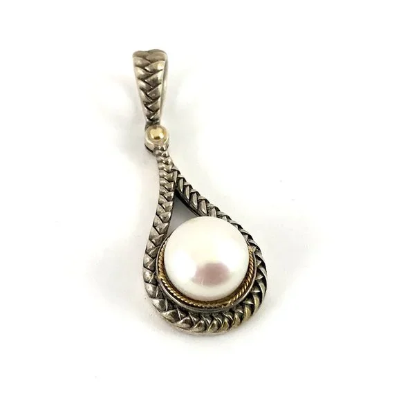EFFY Sterling Silver 925 18K Gold Pearl Pendant - Picture 1 of 2